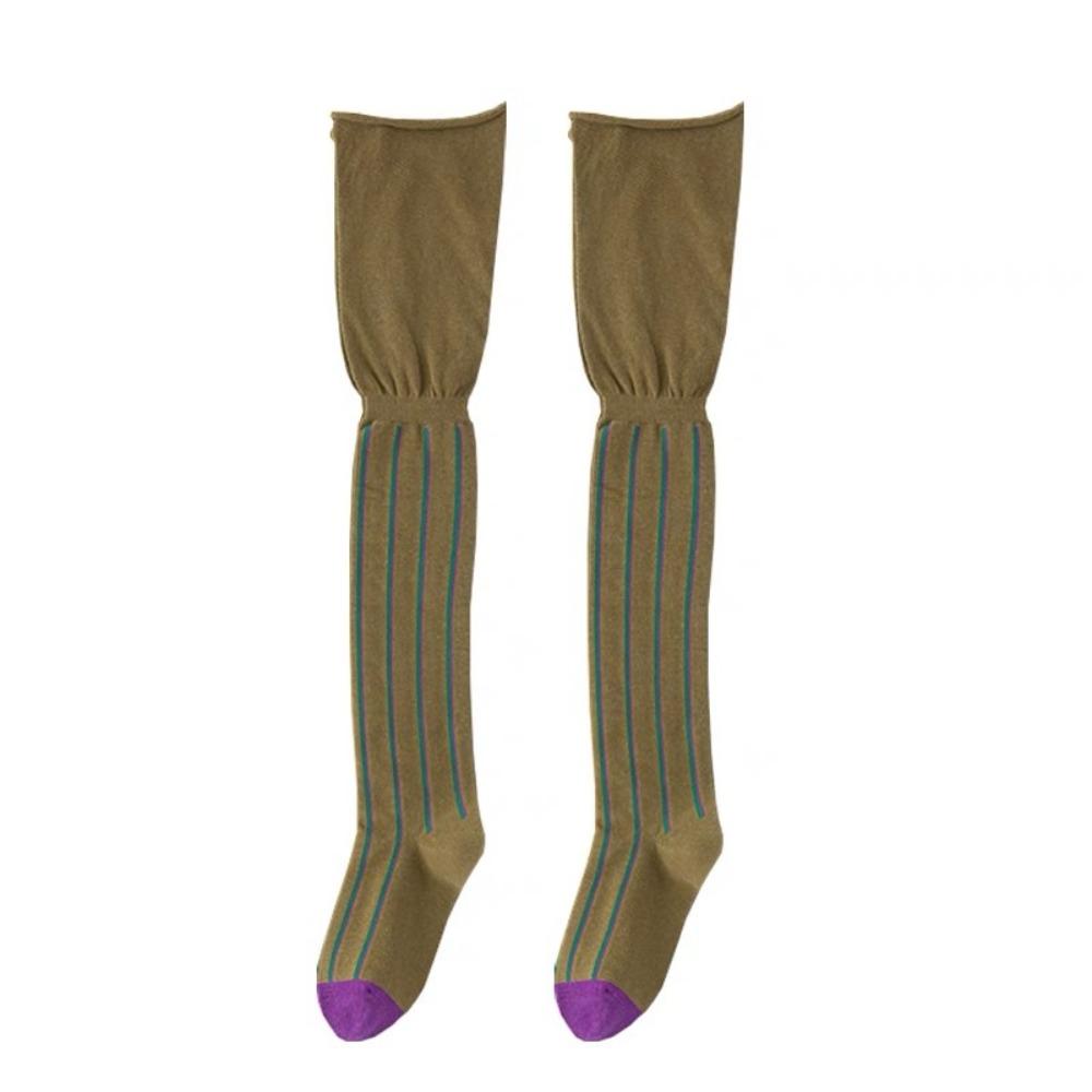 Tall Thigh High Socks Vertical Stripes High Socks Trendy Over Knee Stockings  Women