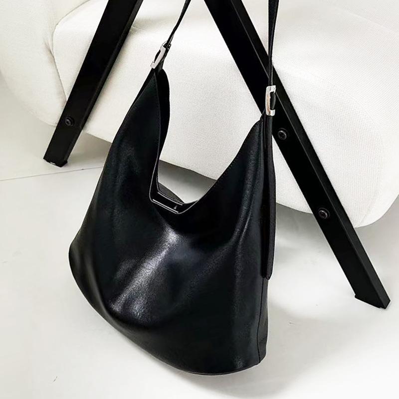 Crossbody Bag, Single-shoulder Bag, Genuine Leather Women's Retro and Simple Commuter Textured Tote Bag