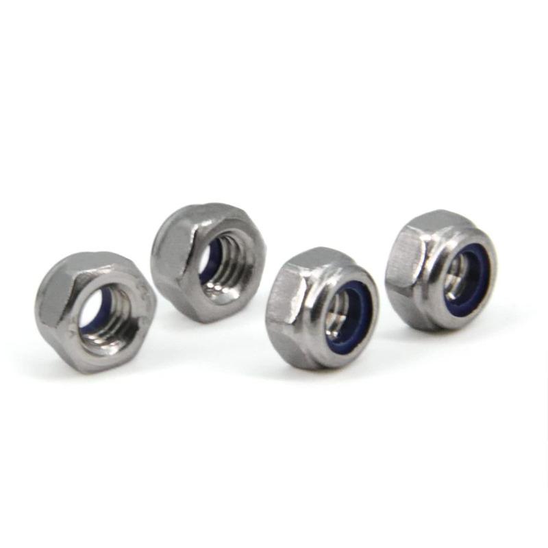 100pcs M6 Pitch 304 Stainless Steel Self-Locking Hex Lock Nuts, Nylon Insert LockNuts Silver Metric Self Clinching Hex Lock Nuts