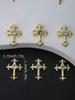 10pcs Gold SilverCross Nail Charms 3D White Pink Rhinestones Nail Art Decorations DIY Nail Gems Nail Supplies