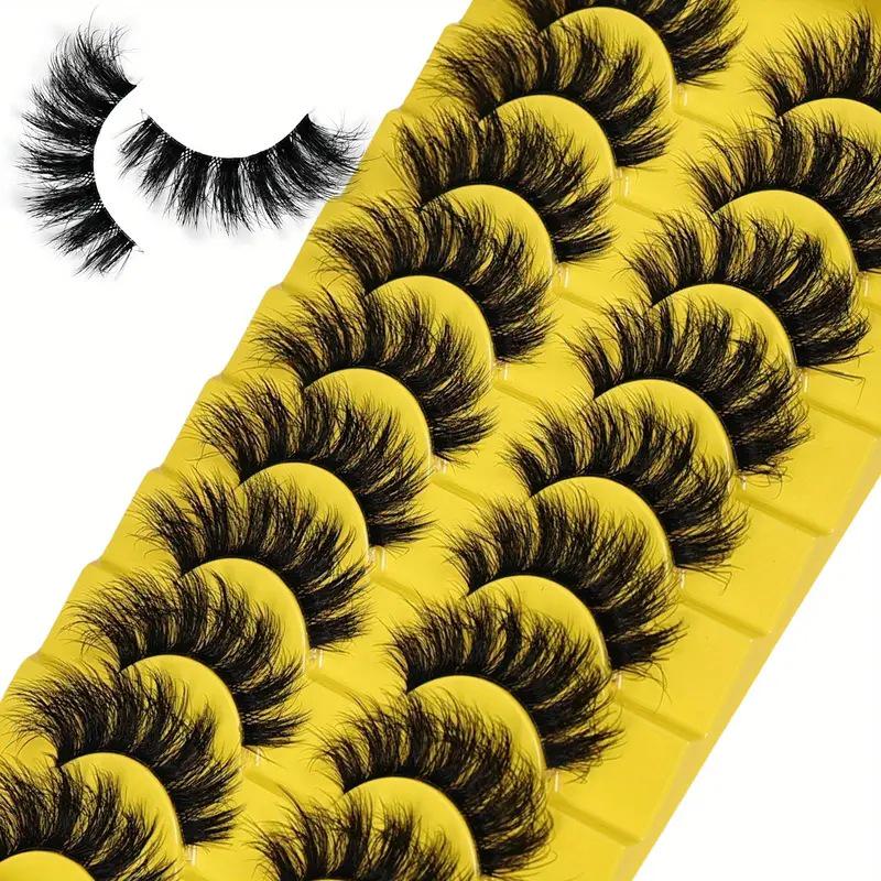 10 Pairs of 3D Fluffy Thick False Eyelashes - Natural Curling Style