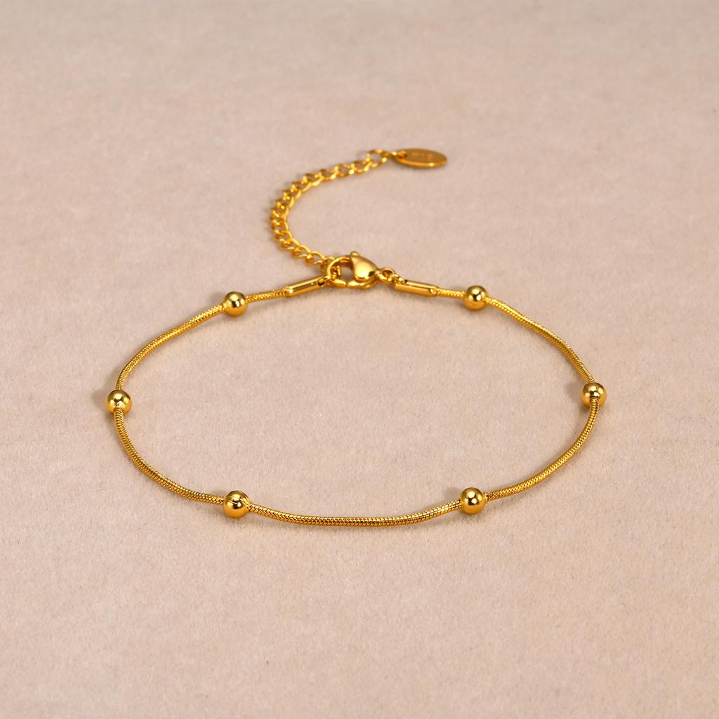 Adjustable Satellite Beaded Anklet Bracelets for Women ,Stainless Steel Summer Beach Foot Chain Stainless Steel Waterproof