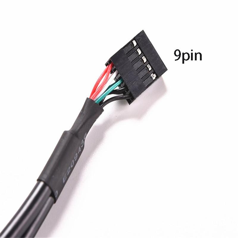 9PIN to USB Cable 9Pin 2.54mm 2.0mm to Dual USB2.0 A Female Plug Converter with Screw Hole Lock Panel for Motherboard Mount Cord