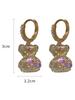 Cute Bear Earrings For Women Shiny Zircon Earrings 2024 New Trendy Golden Copper Drop Earring Party Wedding Zircon Girls Gifts