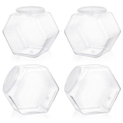 Tragbares Sechseckiges Bonbon-Keksglas Klare Plastikverpackungsgläser Wiederverwendbar mit Deckel Lebensmittelaufbewahrungsbehälter Küchenzubehör
