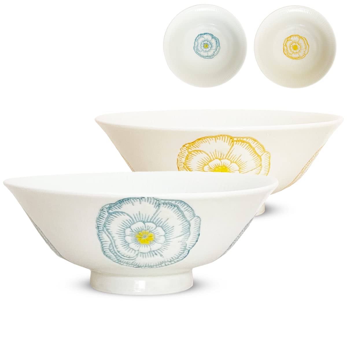 

Кунзанская печь Пара неглубоких чайных пиал Диаметр x Хасами Сделано в светло-желтом J-kitchens Пиалы, 13.7 5.4 см, Изделие, Япония, Пион, Синий,