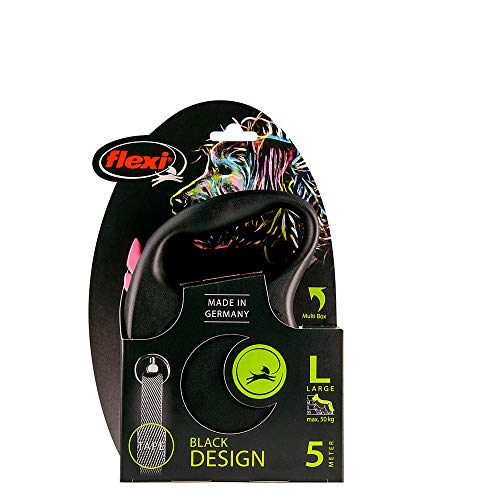 Flexi Schwarzes Design-Klebeband, Groß (Unter 50 kg), 5m, Pink [Hundeleine]