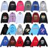 American Style Sp5der 55555 Spider Web Foam Print Loose Terry Cloth Hoodie for Men