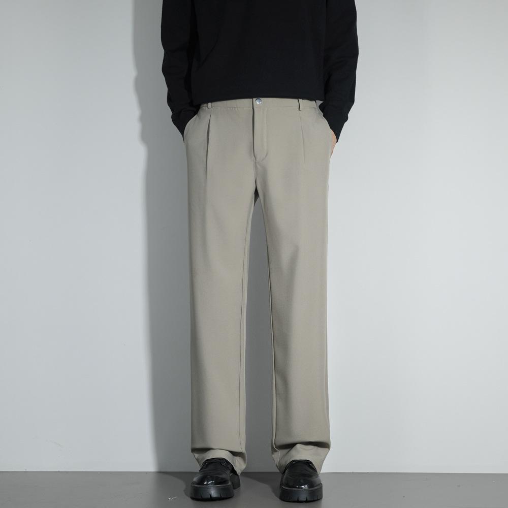Black Suit Pants Men's Summer Drape Loose Straight Pants Trendy High-end Casual Wide-leg Trousers