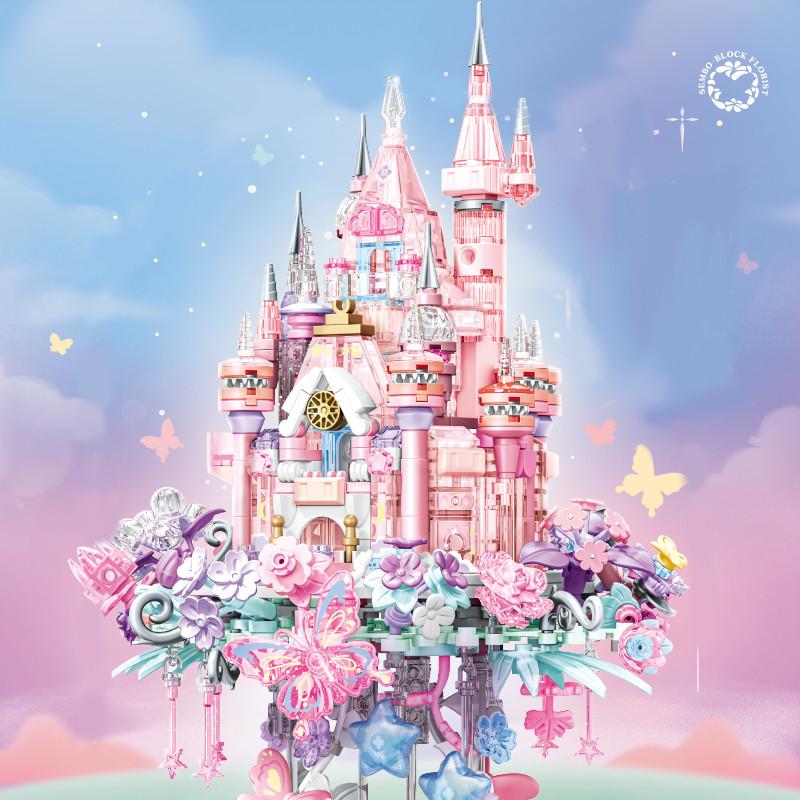 Non-Toxic Sembo 822Pcs Flower Castle Assemblage Building Blocks Architecture Models Home Decorations Ornaments Gifts For Children Kids Toys
