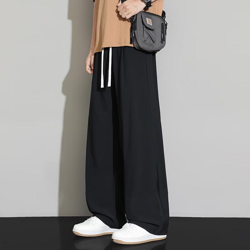 FARUISHI Men s Ice Silk Wide Leg Casual Pants M