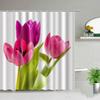 Sprchový závěs s tulipány, Farma červený náklaďák, Slunečnicová rostlina, Motýl, Krajina, Koupelnová dekorativní zástěna, Sprchový závěs