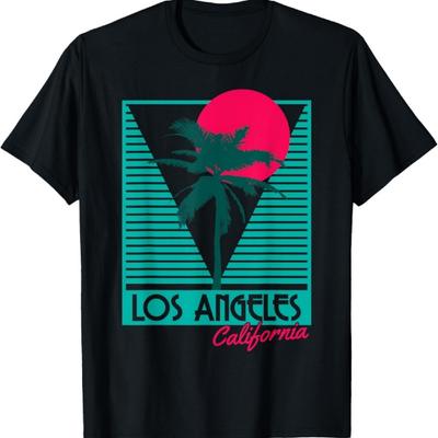 Los Angeles Vintage Retro LA Kalifornia Plaża Pamiątka Prezent Koszulka