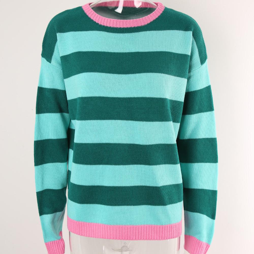 Herbst- und Winter Damenpullover Blume Langarm Rundhals Pullover Strickpullover