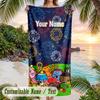 Mr. Men & Little Miss Beach Towel, Personalized Custom Text, Quick Dry Soft Large Towel For Swimming Pool Travel