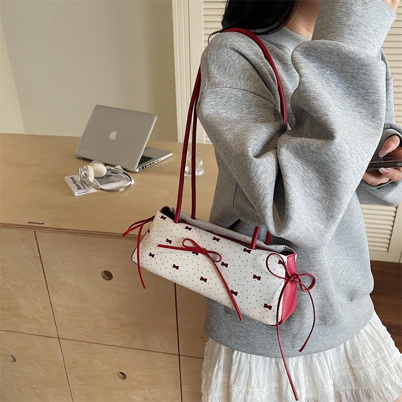 Fashion sweet bow underarm bag women's 2 summer simple niche shoulder bag personalized handbag