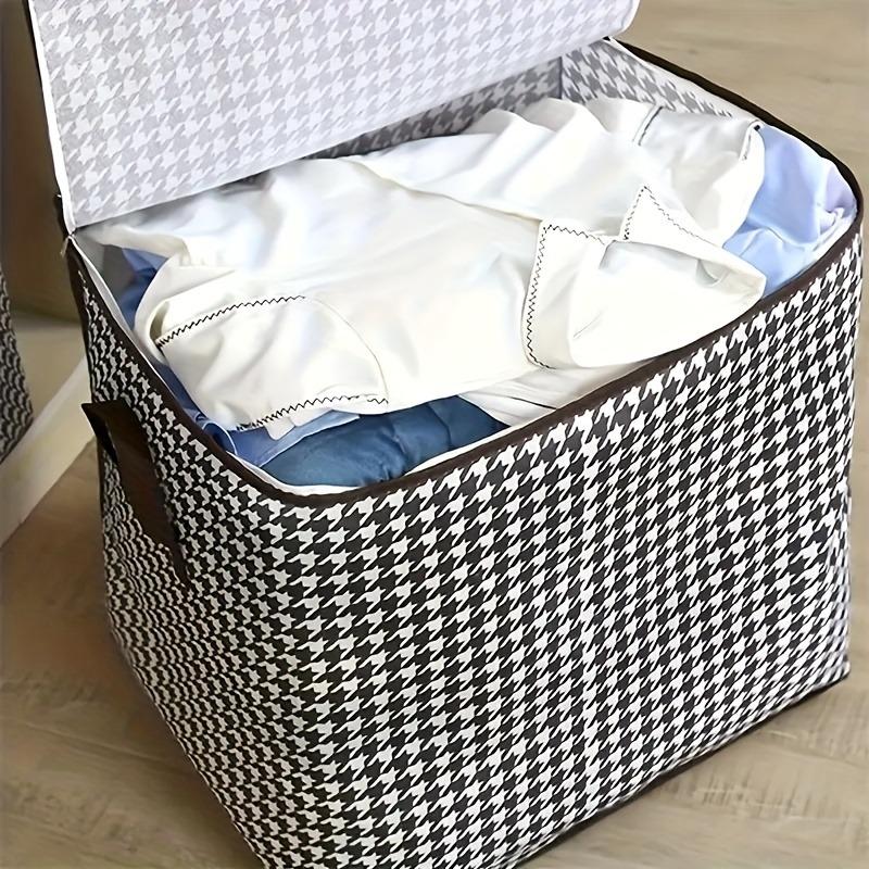 Large 47.55 Gallon Plaid Travel Storage Bag Dustproof Zipper Convenient Clothing Protection Bag Thick Durable Blanket Organizer