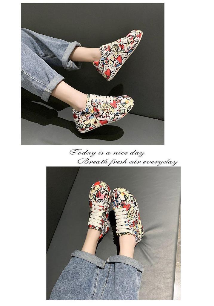 Women's Trendy 2024 Summer Autumn Graffiti Print Dad Shoes - Colorful, Large Size Casual Sneakers