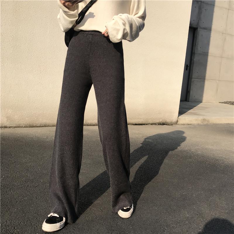 Women's High-Waist Knitted Wide-Leg Pants - Autumn 2019 Edition