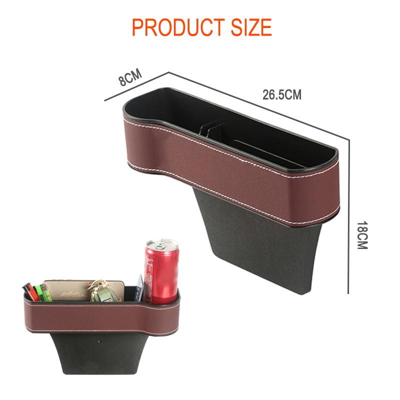 1Pc Multifunctional Leather Car Seat Gap Organizer - Auto Crevice Storage Box for Phone & Keys Filler
