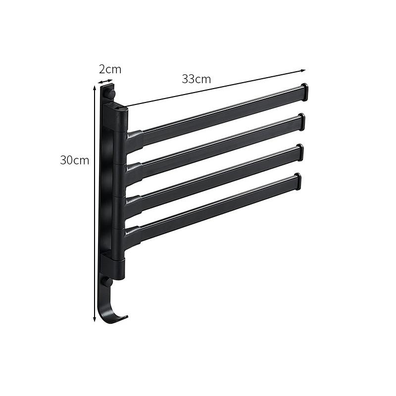 Towel Swivel Rack Wall Mounted Black Bar Hanger Rustproof Bathroom Rotation 180