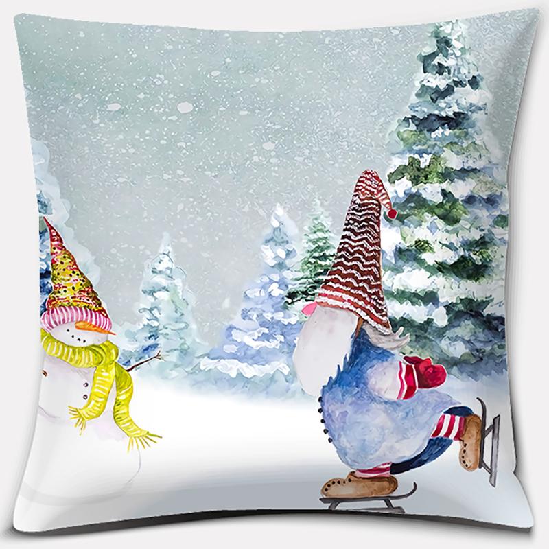Santa Print Series Pattern Pillowcase Square Pillowcase Home Office Decoration Pillowcase
