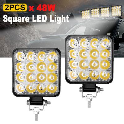 1 Paar 48 W quadratische helle LED-Strahler Arbeitsscheinwerfer Auto SUV LKW Fahren Nebelscheinwerfer für Autoreparatur Camping Wandern Rucksackreisen
