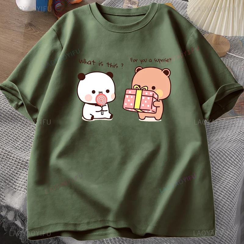 Happy Birthday PANDA BEAR T-shirt Bubu and Dudu Love Graphic T Shirts Harajuku Cotton Short Sleeve Unisex Clothing Couple Outfit