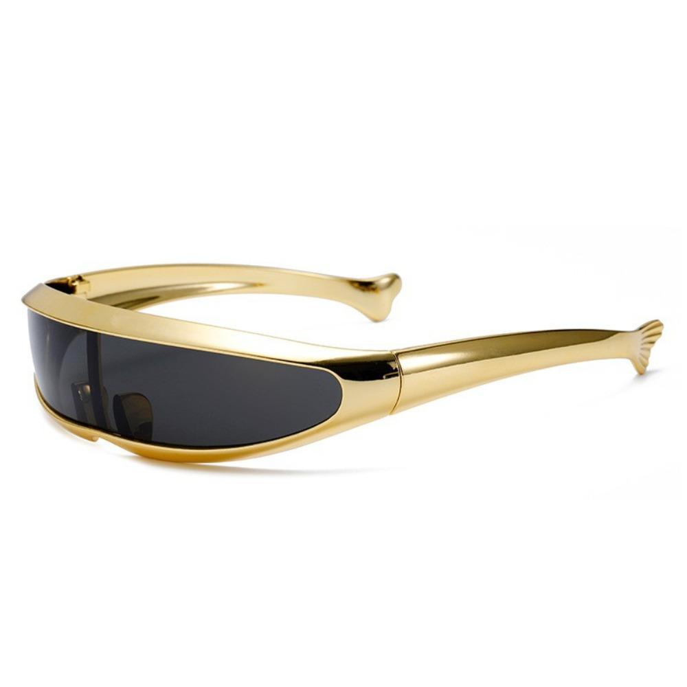Electroplated Blocking Sunglasses One-piece Mirror Steampunk Sunglasses Vintage Women Eyeglass  Men