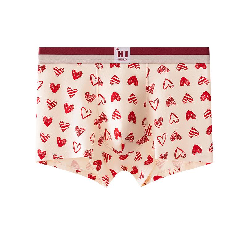 

2113 Benmingnian красные мужские хлопковые боксеры с милыми новогодними принтами XXXL