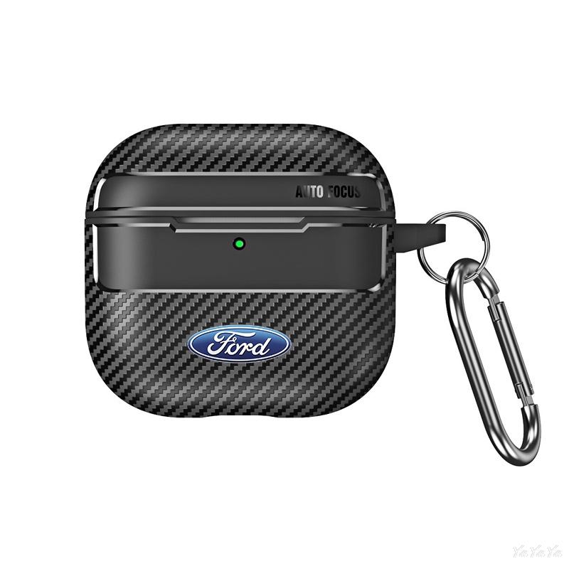 For Airpods 1/2/3/4/Pro Carbon Fiber Texture Earphone Case Bluetooth Headset Protect Shell For Ford Mustang Fiesta F150 Sticker