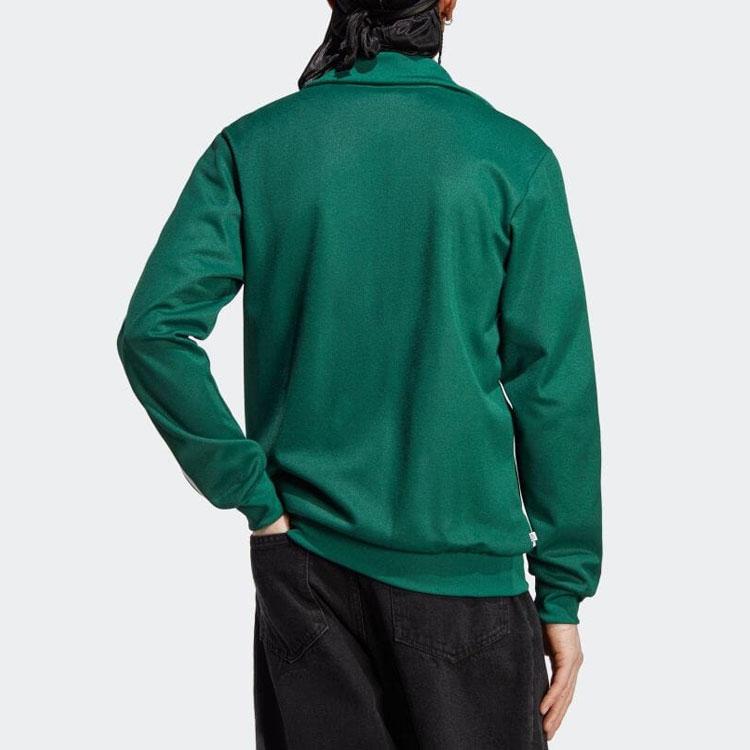 Adidas Originals Trefoil Stripe-Decorated Logo Zip-Up Collar Long Sleeve Jacket Men Jackets Dark-Green IA4777