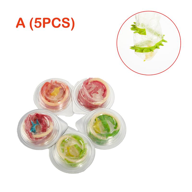 5 Pcs/Set Coral Ultra Thin Condom Dotted Spike Latex Vaginal Massage Condoms
