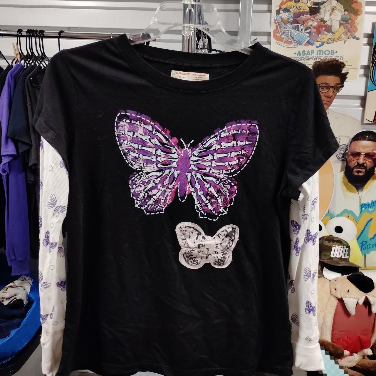 Y2K No Boundaries Womens XL Butterfly Emo Grunge Fairycore Thermal Cyber Unisex T-Shirt XXXXL