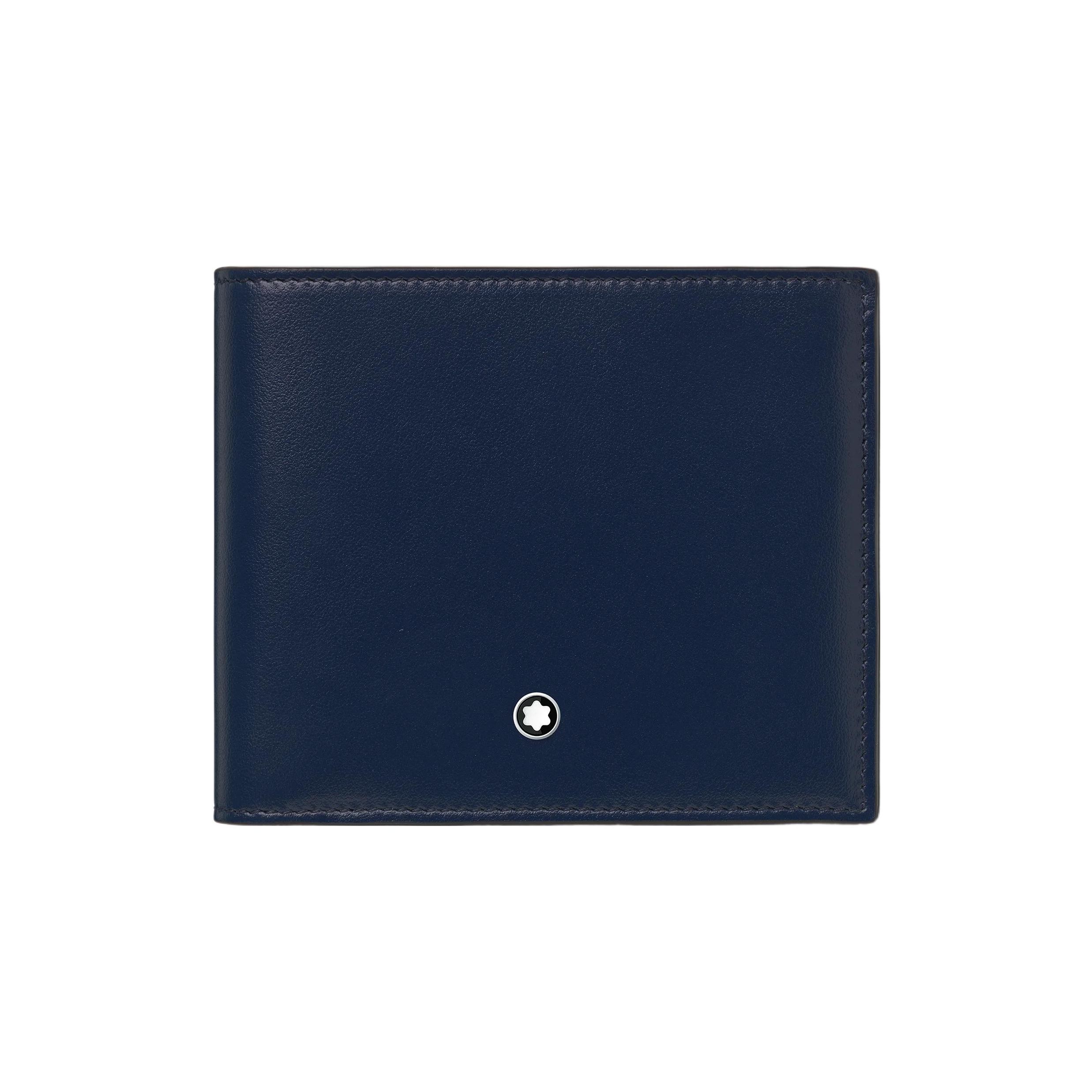 Montblanc Hexagonal White Star Calfskin Wallet Men wallet Ink-Blue 131934 Gift Set(Basic Set+Box+Shopping Bag)