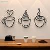 Metall Schwarze Kaffeetasse Wandkunst Dekoration für Küche Café Kaffeebar