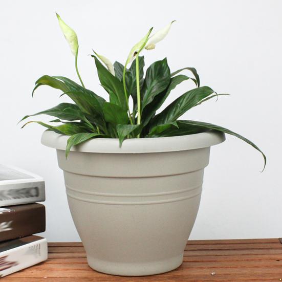 Weatherproof Plant Pots Round Flower Pot, Lightweight Pot with Drainage UV Resistant Garden Holes, Modern Planter for Indoor And Outdoor Plants
