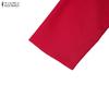 ZANZEA Women Casual Round Neck Solid Color 3/4 Sleeve Midi Dress