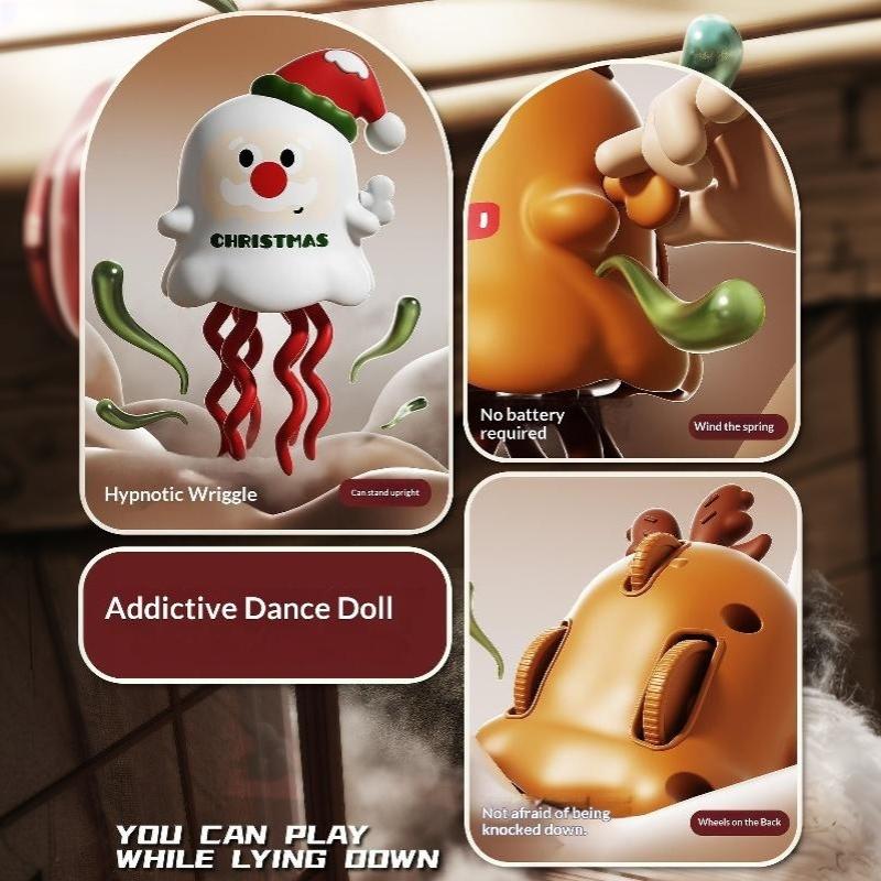 Christmas Wind Up Toys Creative Magic Twisting Dancing Santa Elk Prank Toys for Kids Xmas Classroom Rewards Prizes Gifts