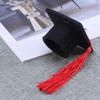 24Pcs Mini Graduation Hats with Tassel Red Felt DIY Cupcake Toppers for Class of 2025 Party Favors Bottle Top Decor Wine