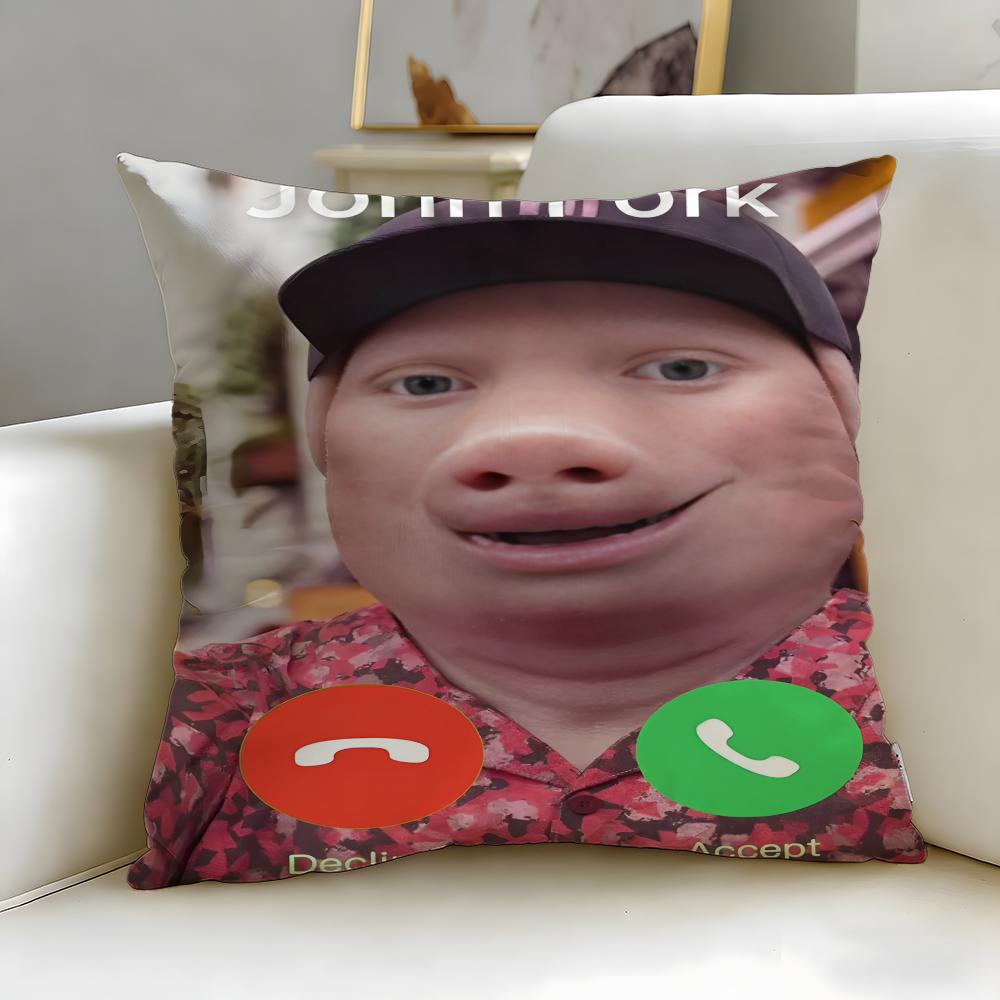 popular cartoon character John Pork Cushion Cover Soft EasyWash Pillow Case Versatile for Couch Bed Travel and Office