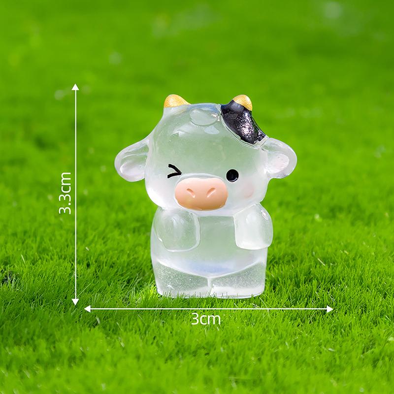 Creatively Cute Mini Luminous Cows Miniature Figurines DIY Home Decoration Accessories Gifts Car Desktop Small Ornaments