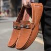 New Design Men's Casual Leather Shoes Summer Male Loafers Handmade Moccasins Comfy Breathable Slip on Boat Shoes Slip on Flats