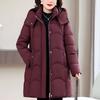 Women Plus Size Long Hooded Padded Coat Winter Warm Ladies Cotton Outerwear Jacket