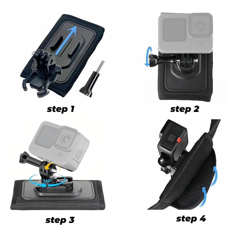 Terebento Shoulder Strap 360° Rotate Buckle Quick Release Mount for GoPro Hero13/12/11/10/9 Dji Action 2 Action Camera Accessory