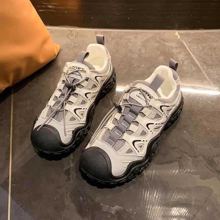 Daddy Shoes Women's Hollow Breathable Outdoor Hiking Shoes Platform Sports Casual Shoes