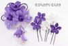 Kamakura Kogei Purple Orchid Petal Hair Ornament with Dangling Clip and Set Women's U-Pin