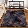 Samurai Warriors Kampfszene Teppich mit feurigem Dark Fantasy Design Geeignet zur Verwendung als Antirutsch für Wohnzimmer Schlafzimmer Sofas
