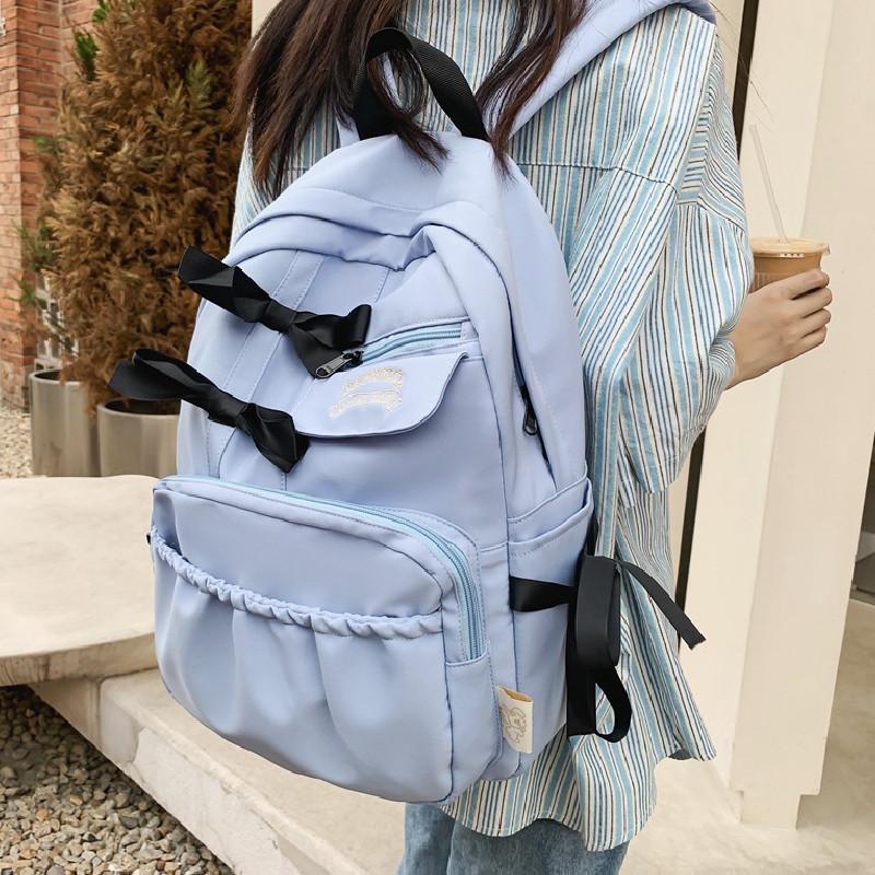Bowknot Backpack Student Breathable Schoolbag Laptop Bag Outdoor Gift Portable