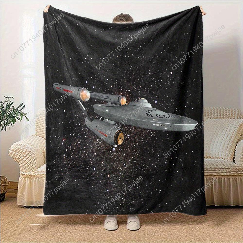 Starship Enterprise Pattern Print Blanket Four Seasons Home Travel Camping Flannel Blanket Bedroom Coach Decor 75cmx90cm